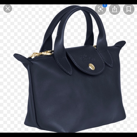 small navy handbag with handles
